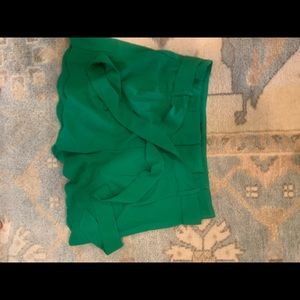 Green scallop shorts